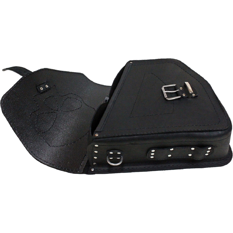 Bolsa de cuero para moto RSA S66 Skull HD Softail negra