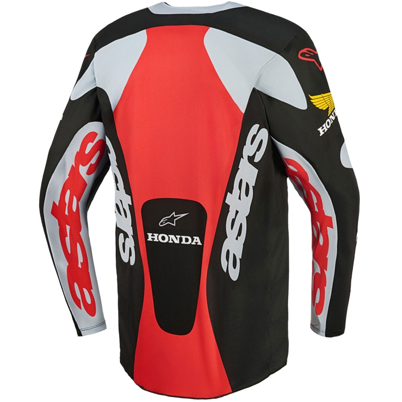 Camiseta de motocross Alpinestars Racer Veil Honda en negro, gris, rojo y amarillo
