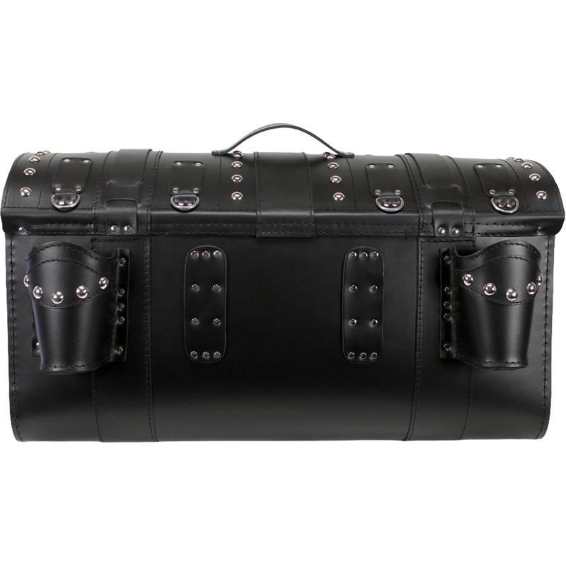 Funda de piel para moto con cerradura, remaches y flecos RSA K160 negra