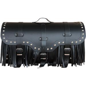 Funda de piel para moto con cerradura, remaches y flecos RSA K165 negra