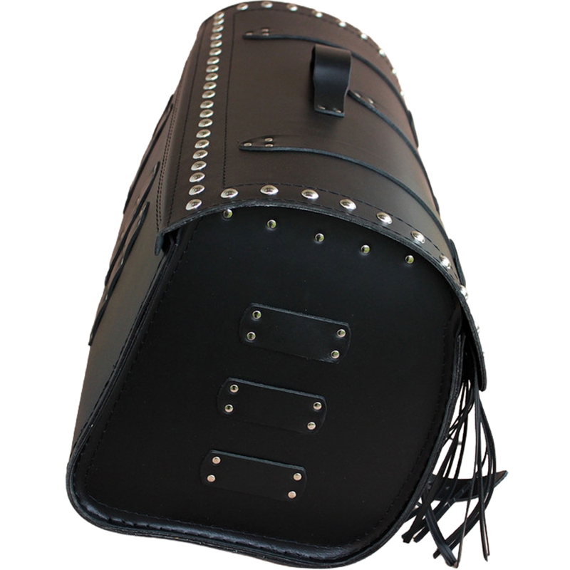 Funda de piel para moto con cerradura, remaches y flecos RSA K165 negra
