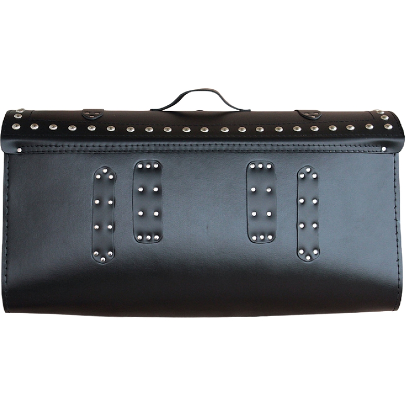 Funda de piel para moto con cerradura, remaches y flecos RSA K165 negra