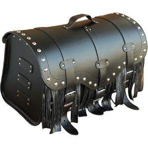 Funda de piel para moto con cerradura, remaches y flecos RSA K155 negra