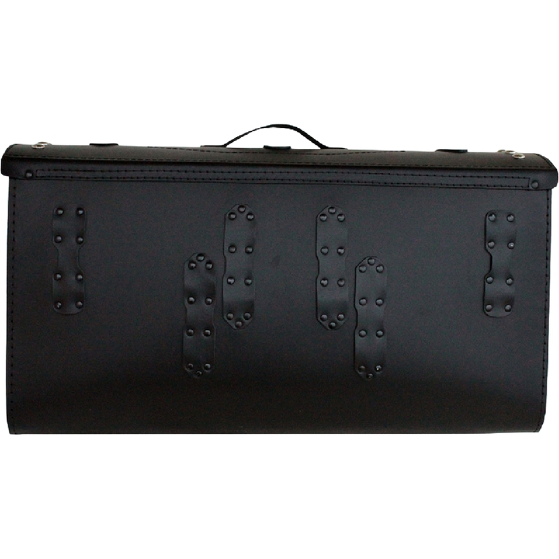 Funda de piel para moto con cerradura, remaches y flecos RSA K461 negra
