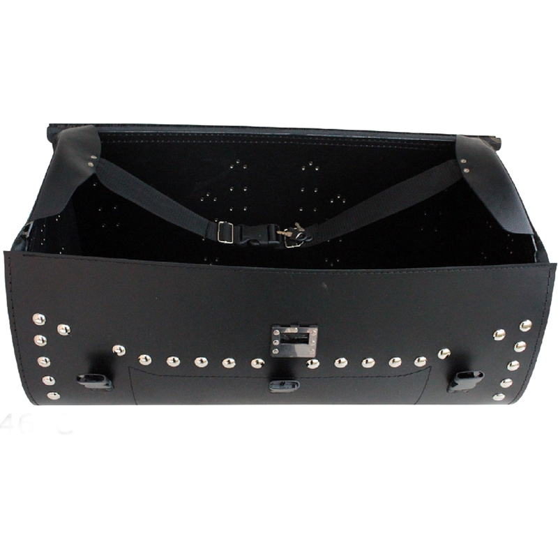 Funda de piel para moto con cerradura, remaches y flecos RSA K461 negra