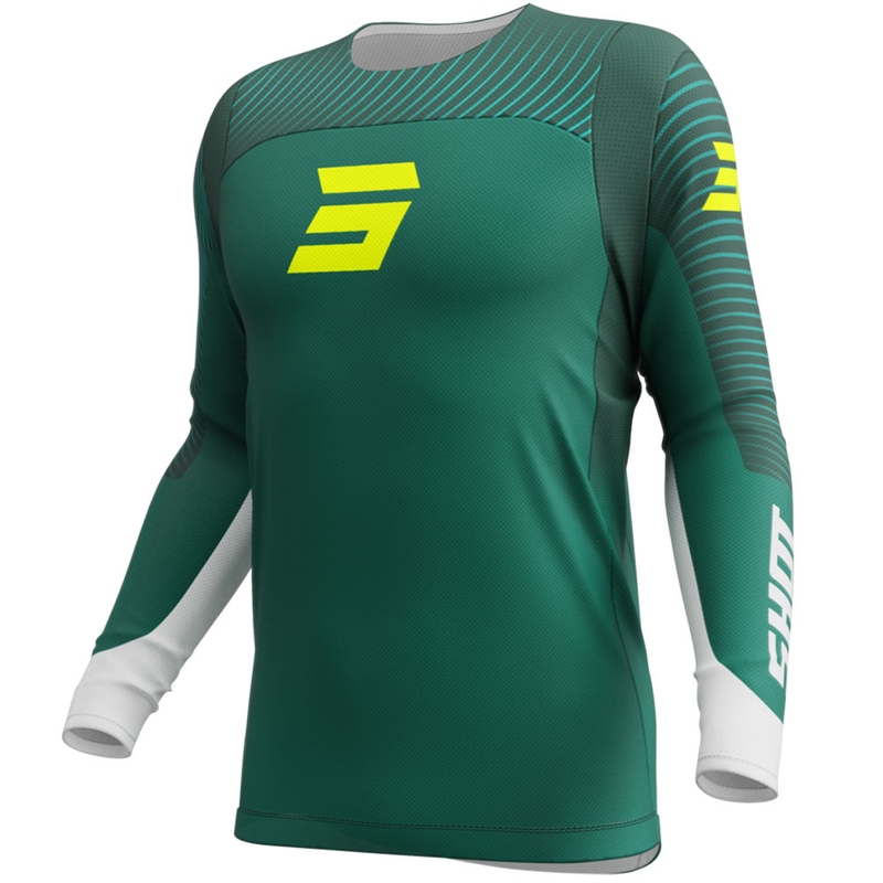 Camiseta de motocross Shot Contact GP 26 verde-amarillo neón