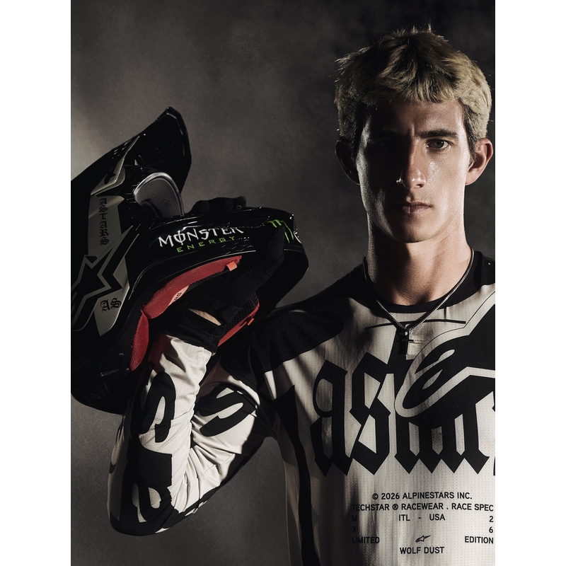 Camiseta de motocross Alpinestars Techstar edición limitada Wolf Dust negro arena