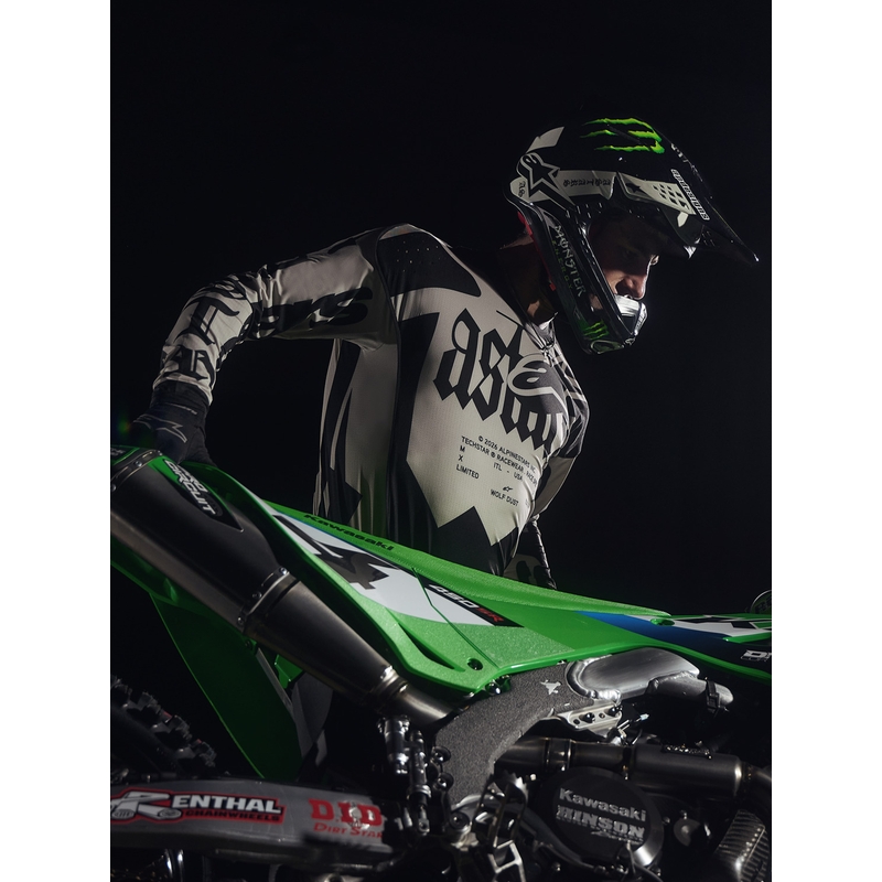 Camiseta de motocross Alpinestars Techstar edición limitada Wolf Dust negro arena