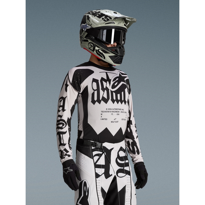Camiseta de motocross Alpinestars Techstar edición limitada Wolf Dust negro arena