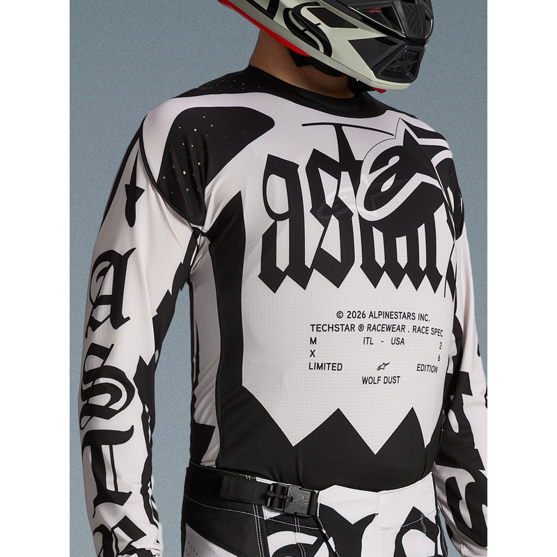Camiseta de motocross Alpinestars Techstar edición limitada Wolf Dust negro arena