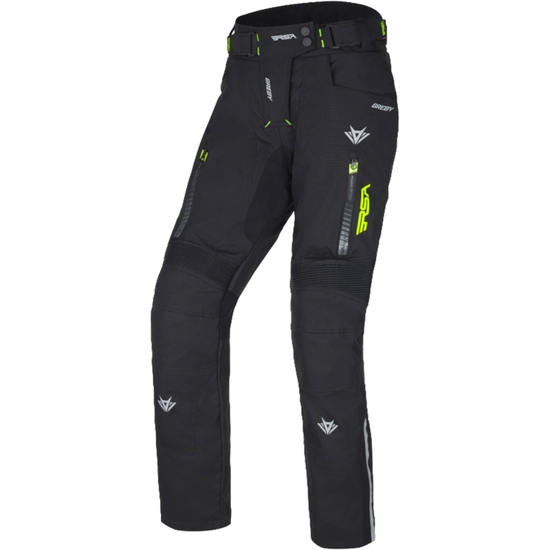 Pantalón de moto RSA Greby 2 negro-amarillo fluo, mujer