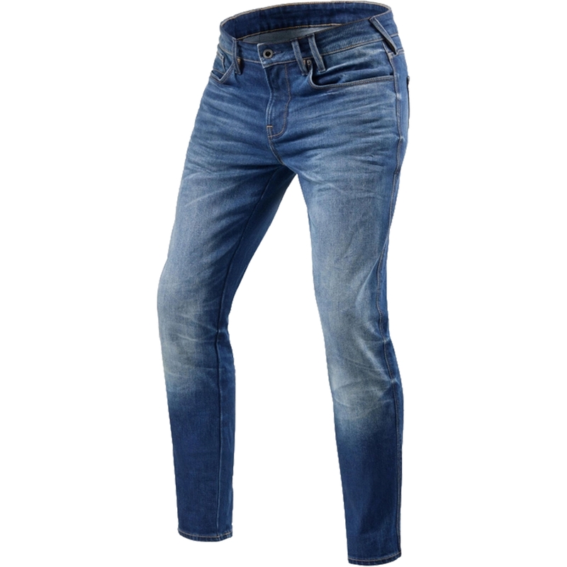 Vaqueros de moto cropped Revit Carlin SK en color azul