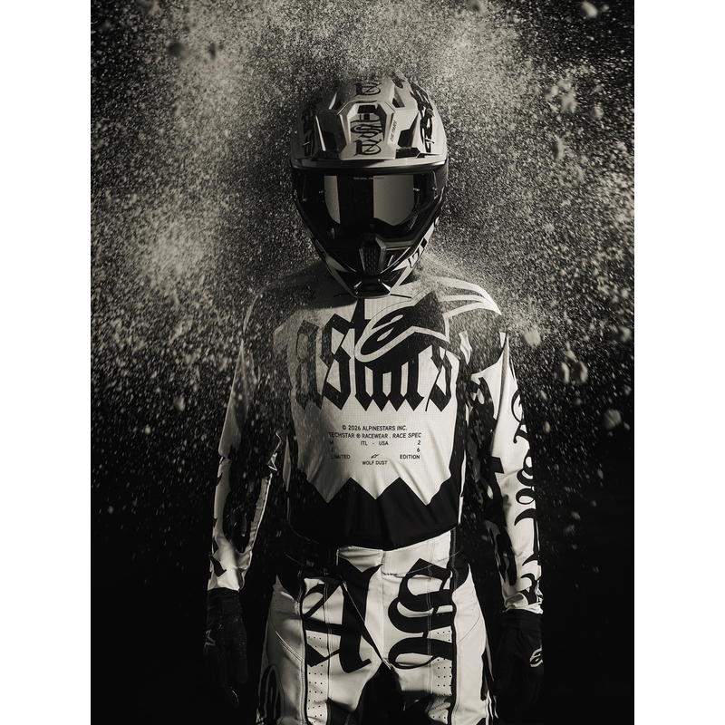 Casco de motocross Alpinestars Supertech S-M7 edición limitada Wolf Dust negro arena