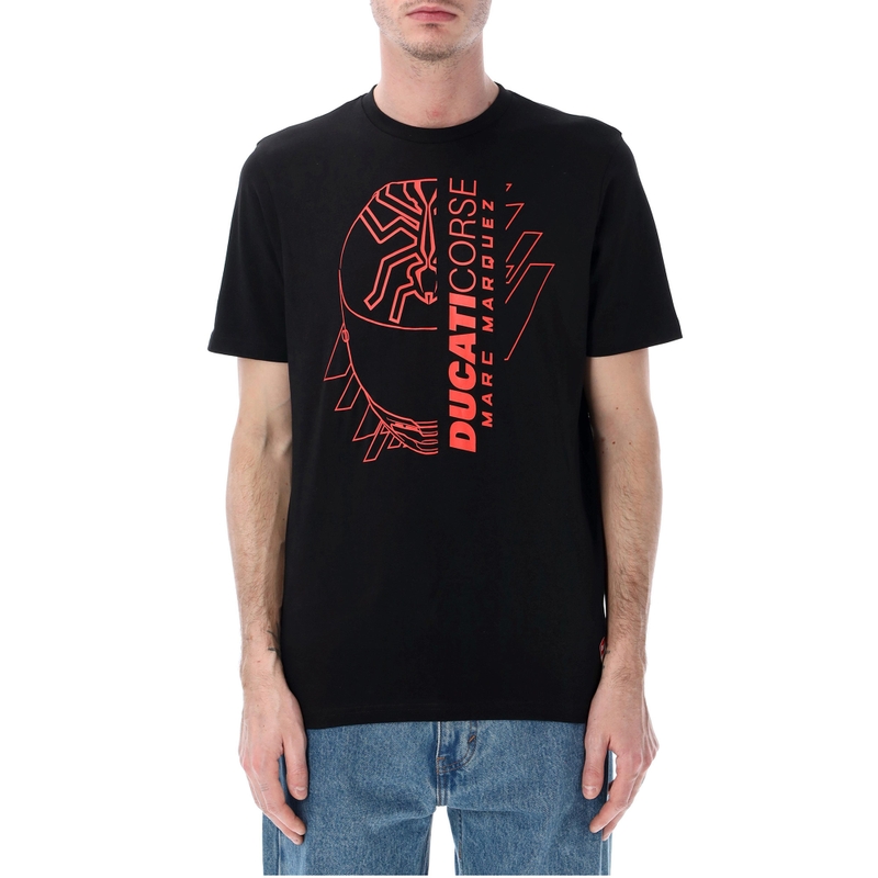 Camiseta negra con casco gráfico de Marc Márquez de Ducati Corse