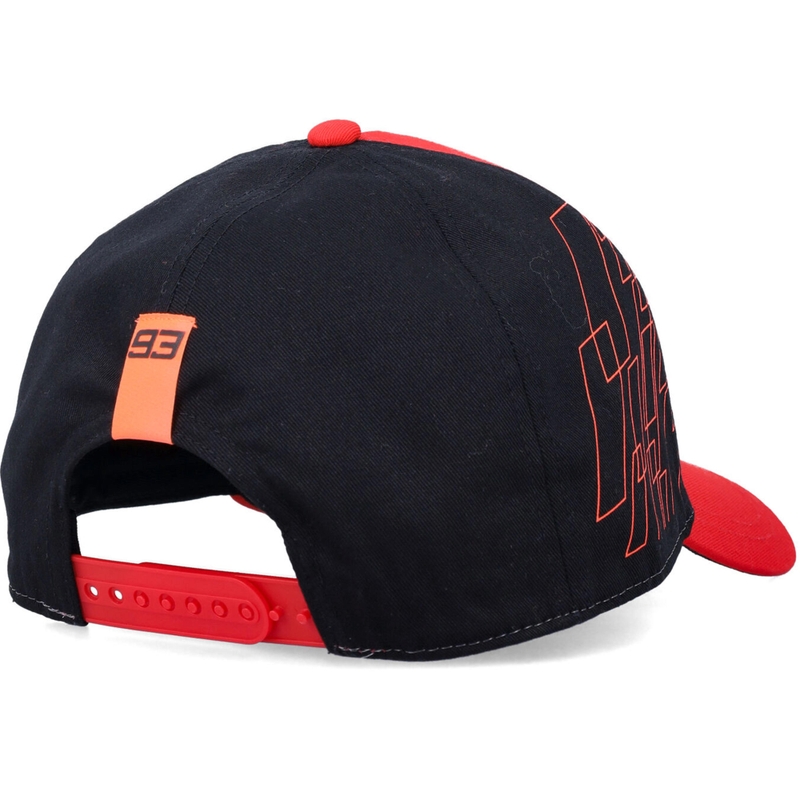 Gorra de béisbol Ducati Marc Márquez 93 con fondo rectangular negro-rojo