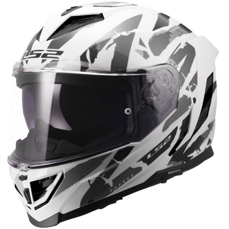 Casco integral de motocicleta LS2 FF818 Storm III Kaos blanco-gris