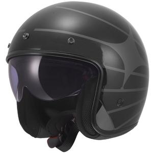 Casco de moto jet LS2 OF601 Bob II Cosmic negro-gris brillante