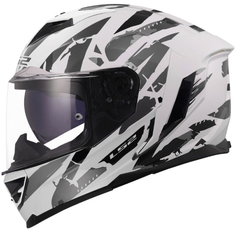 Casco integral de motocicleta LS2 FF818 Storm III Kaos blanco-gris