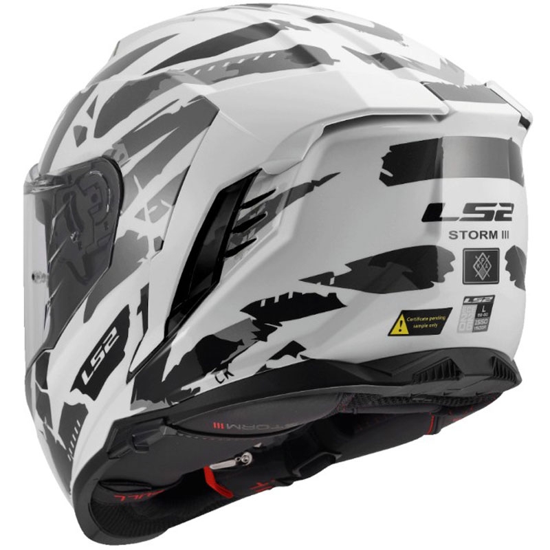 Casco integral de motocicleta LS2 FF818 Storm III Kaos blanco-gris