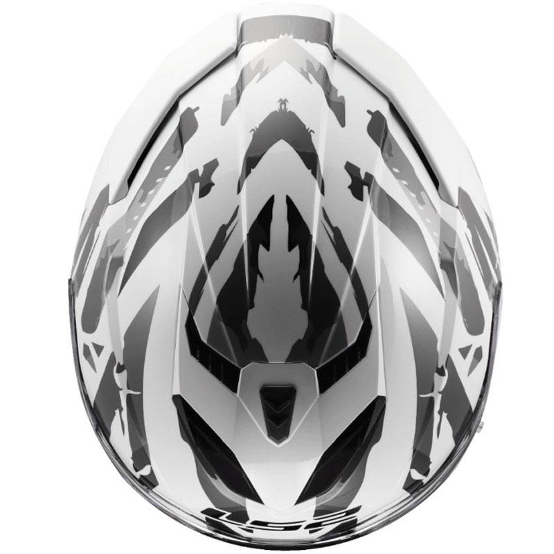 Casco integral de motocicleta LS2 FF818 Storm III Kaos blanco-gris