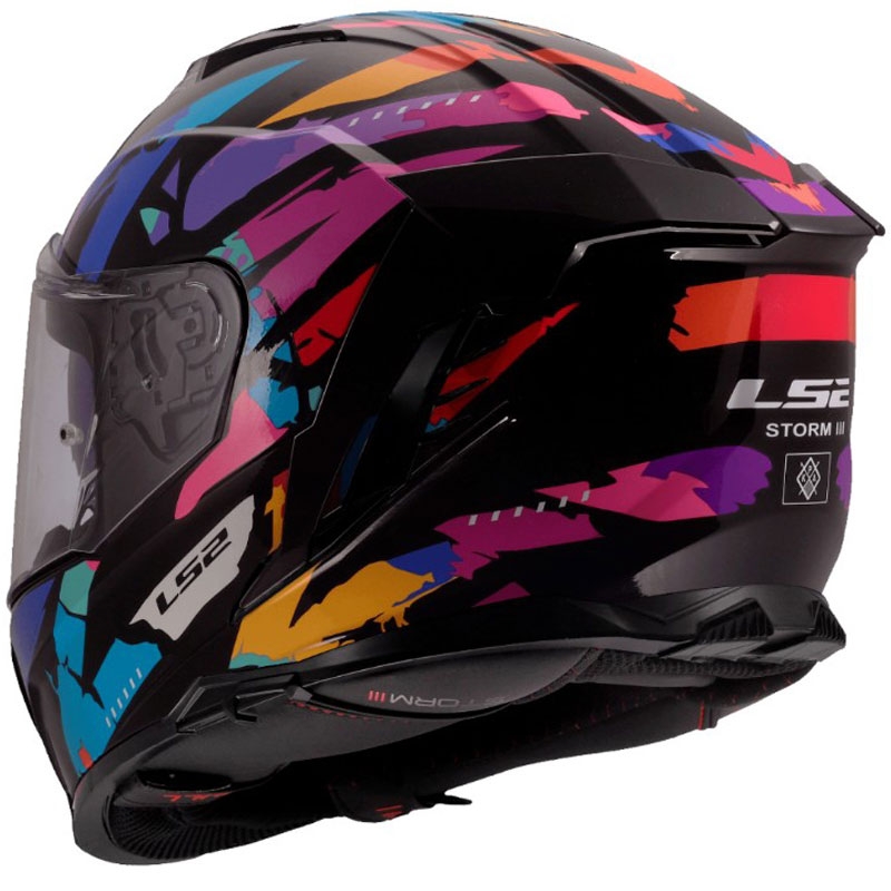 Casco integral de moto LS2 FF818 Storm III Kaos negro-morado-azul