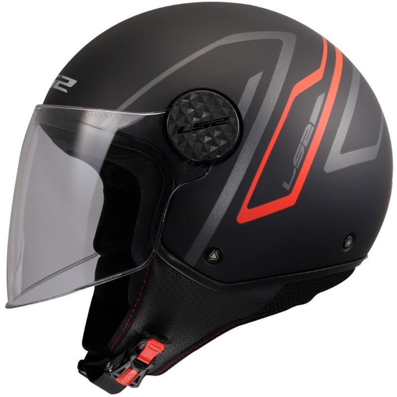 Casco de moto jet LS2 OF558 Sphere Lux II Minimum negro-rojo