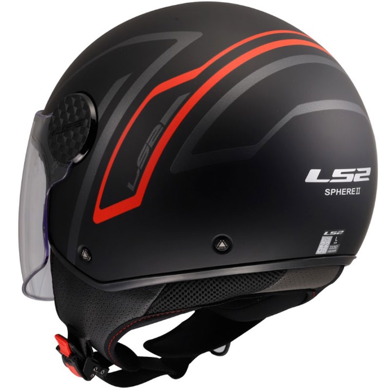 Casco de moto jet LS2 OF558 Sphere Lux II Minimum negro-rojo