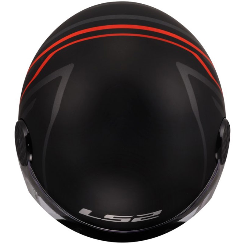 Casco de moto jet LS2 OF558 Sphere Lux II Minimum negro-rojo