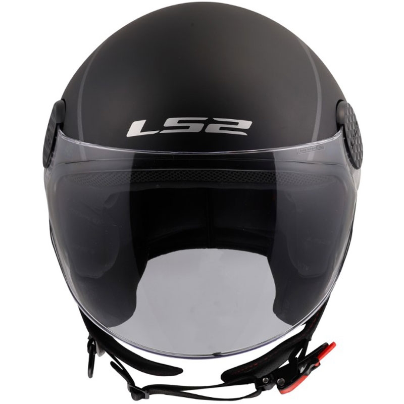 Casco de moto jet LS2 OF558 Sphere Lux II Minimum negro-rojo