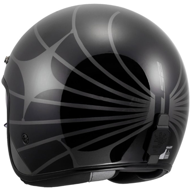 Casco de moto jet LS2 OF601 Bob II Cosmic negro-gris brillante