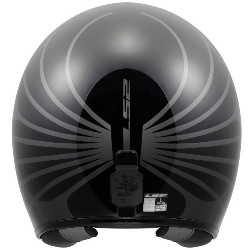 Casco de moto jet LS2 OF601 Bob II Cosmic negro-gris brillante