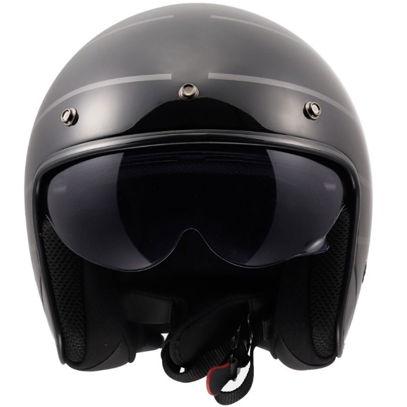 Casco de moto jet LS2 OF601 Bob II Cosmic negro-gris brillante