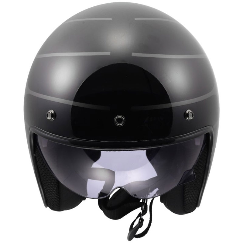 Casco de moto jet LS2 OF601 Bob II Cosmic negro-gris brillante