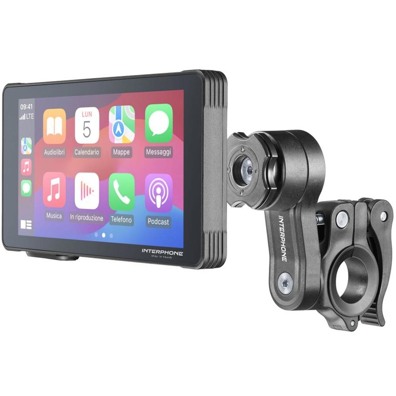 Pantalla de duplicación de teléfono para motocicleta con cristal protector Interphone RideSync negro