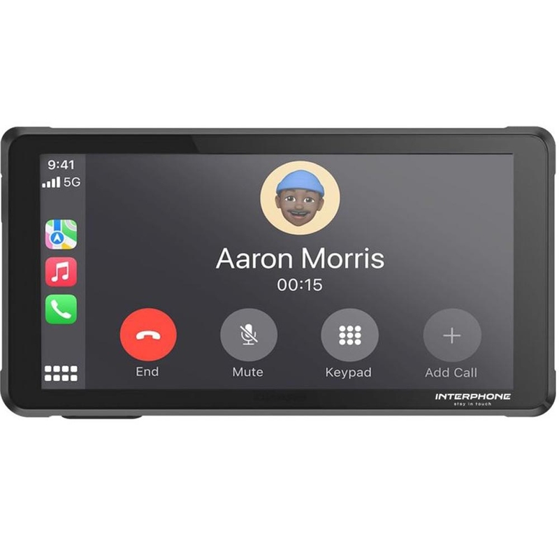 Pantalla de duplicación de teléfono para motocicleta con cristal protector Interphone RideSync negro