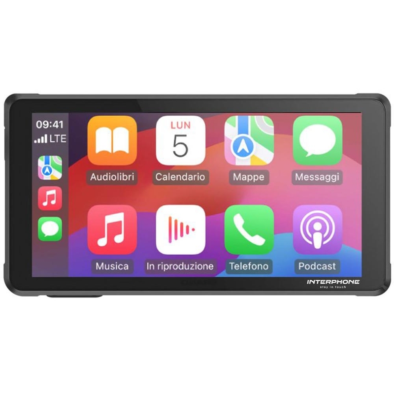 Pantalla de duplicación de teléfono para motocicleta con cristal protector Interphone RideSync negro