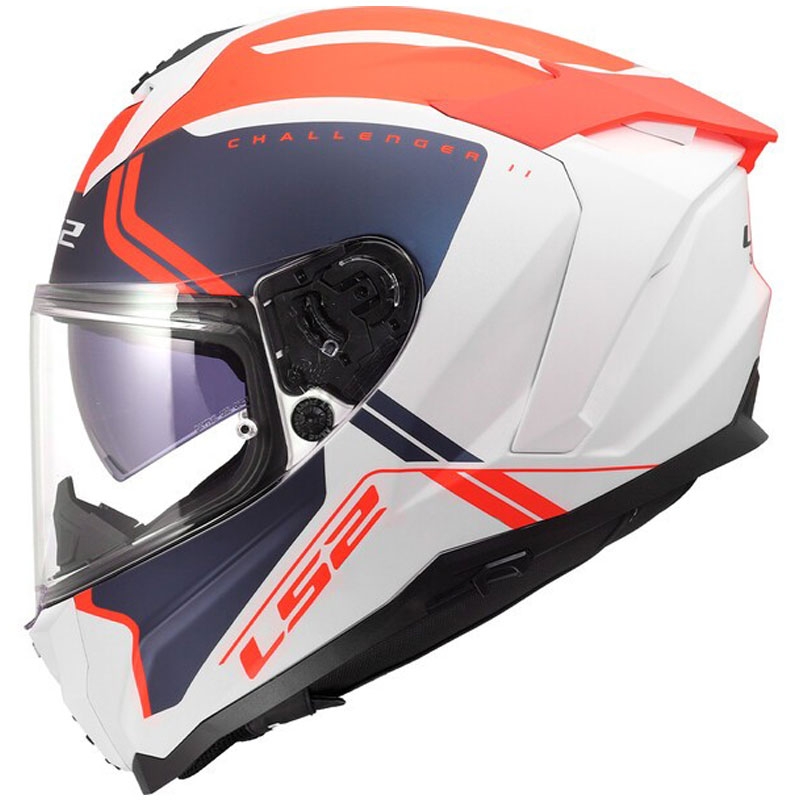 Casco integral de motocicleta LS2 FF817 Challenger II Titan blanco mate-azul-rojo