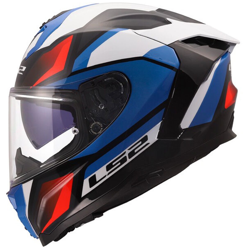 Casco integral de motocicleta LS2 FF817 Challenger II Viper blanco-azul-rojo brillante