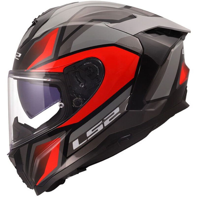 Casco integral de motocicleta LS2 FF817 Challenger II Viper gris-rojo brillante