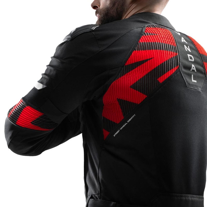 Chaqueta de moto Rebelhorn Vandal 2 Air negra y roja