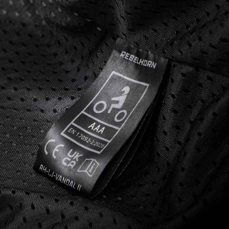 Chaqueta de moto de cuero Rebelhorn Vandal 2 Cruze en negro, gris oscuro y rojo