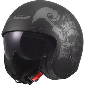 Casco de moto jet LS2 OF599 Spitfire II Willy negro mate-gris