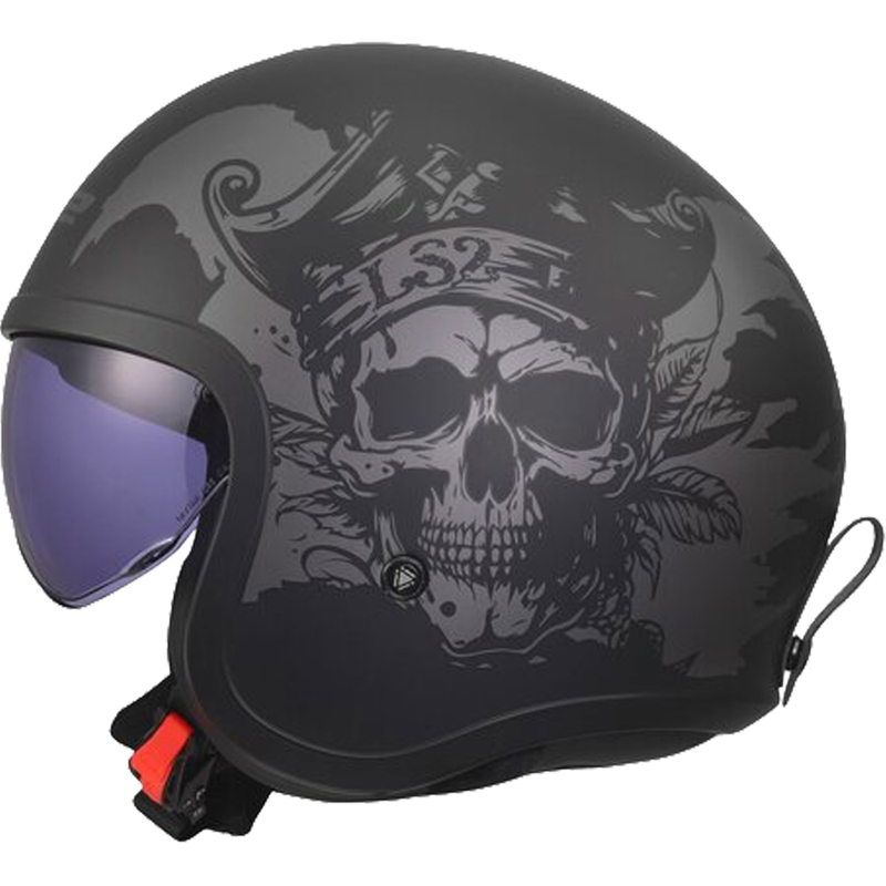 Casco de moto jet LS2 OF599 Spitfire II Willy negro mate-gris