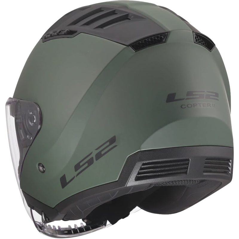 Casco de moto abierto LS2 OF600 Copter II Solid verde militar mate