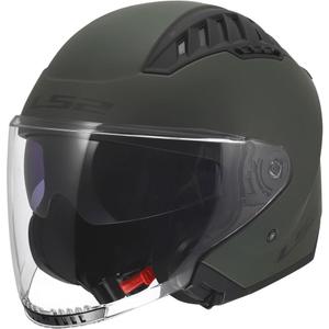 Casco de moto abierto LS2 OF600 Copter II Solid verde militar mate