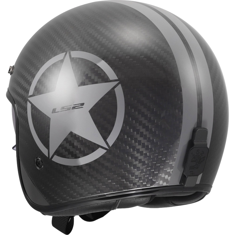 Casco de moto jet LS2 OF601 Bob II Carbon Star gris brillante