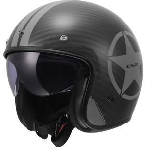 Casco de moto jet LS2 OF601 Bob II Carbon Star gris brillante