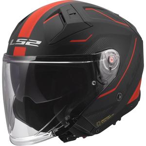 Casco de moto jet LS2 OF603 Infinity II Veyron negro mate-gris-rojo