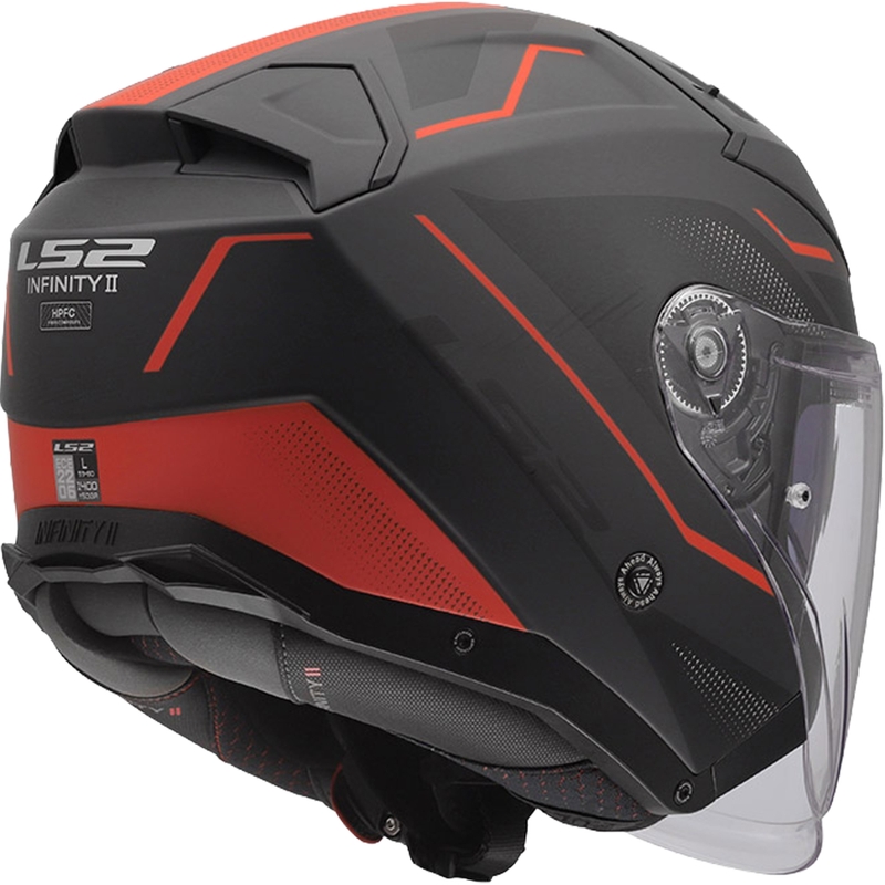 Casco de moto jet LS2 OF603 Infinity II Veyron negro mate-gris-rojo