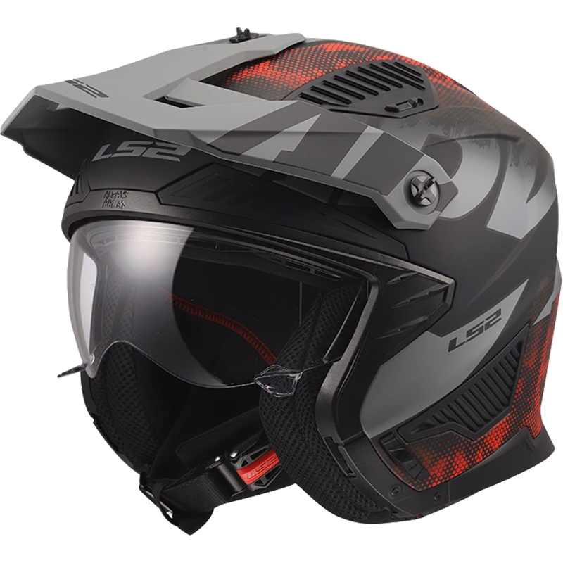 Casco de moto de trial LS2 OF606 Drifter Gas gris-rojo mate